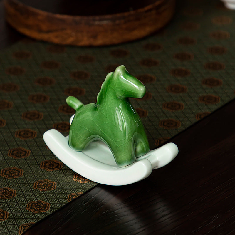 Ceramic Green Horse Tea Ornaments