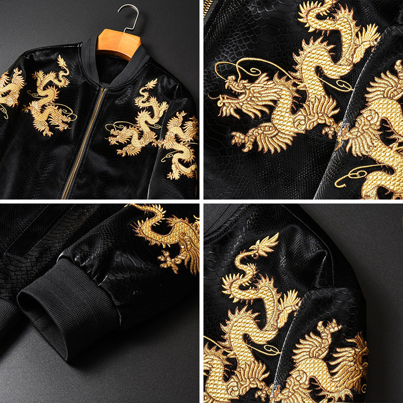 New Gold Embroidered Cardigan Baseball Collar Jacket