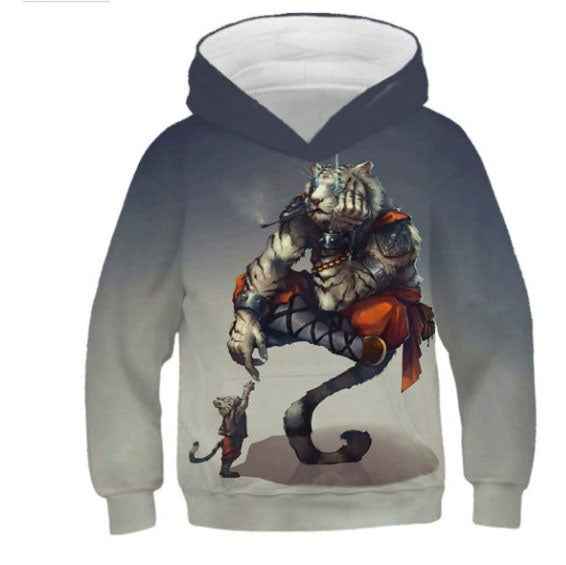 Digital Printing Hand-painted Tiger White Horse Hooded Pocket Pullover Sweater