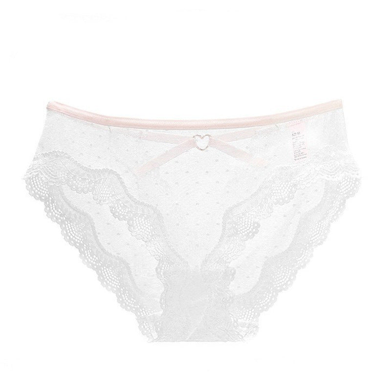 Lace Briefs Hollow Transparent Contrast Color Mesh Mid-waist Women's Panties