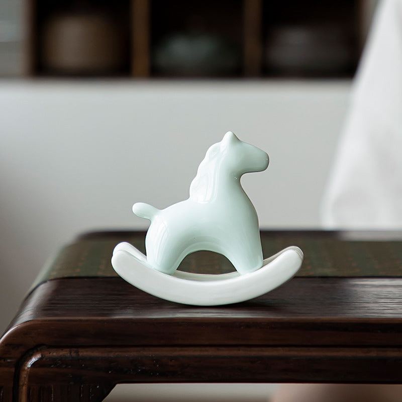 Ceramic Green Horse Tea Ornaments